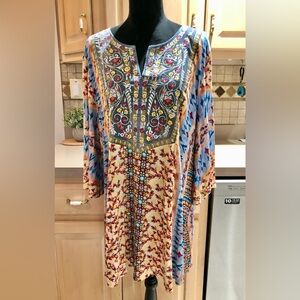 Soft Surroundings Floral BOHO Multicolor Tunic Top SZ. 1X
